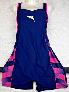 Halcurt Womens 2XL Navy Pink Racerback One Piece Performance Swimsuit NWT